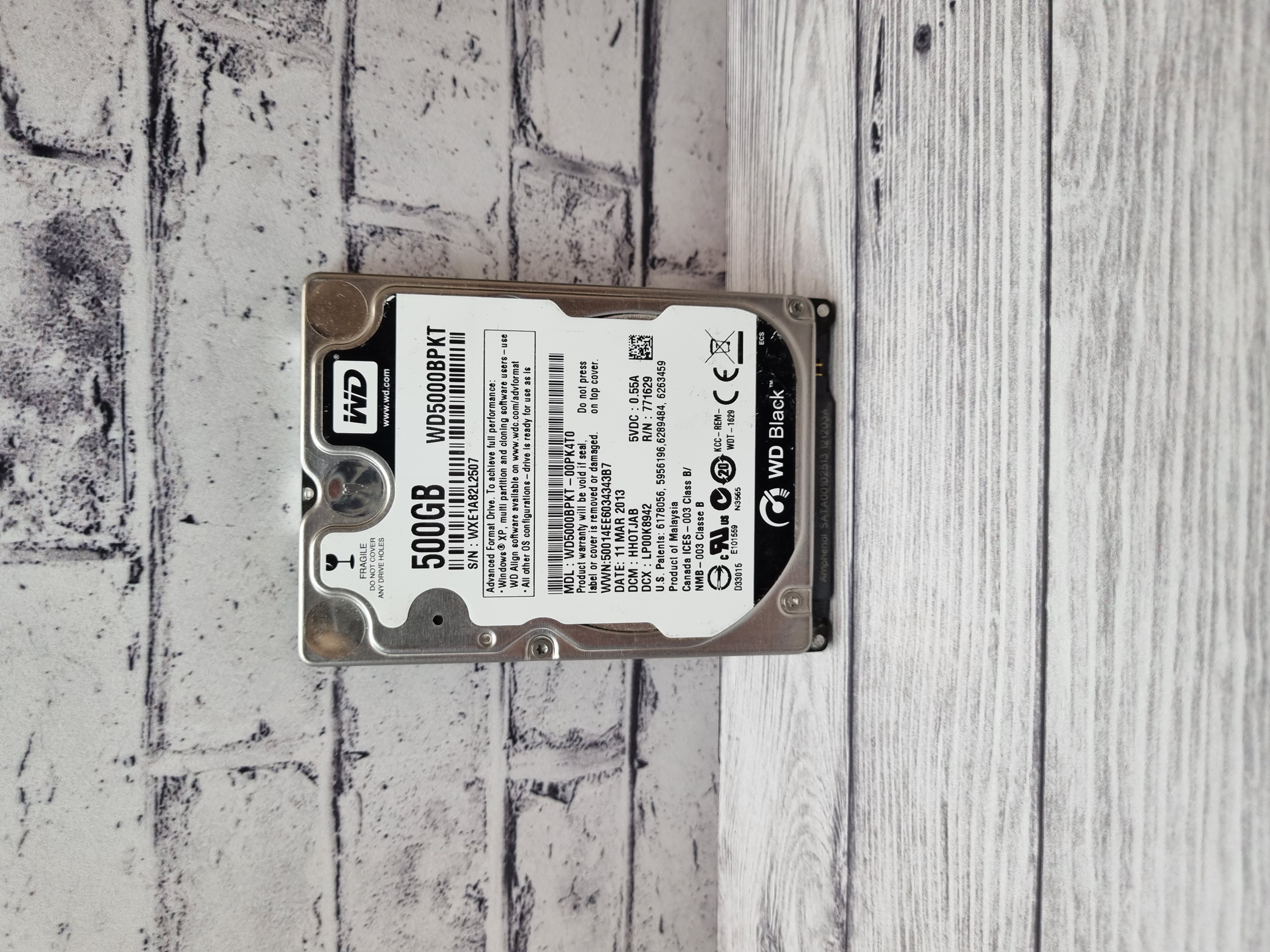 Жесткий диск для ноутбука SATA 2,5'' 500GB WD BLACK WD5000BPKT