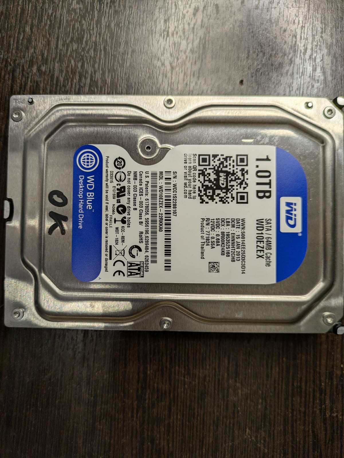 Жесткий диск SATA 1TB 3,5' WD Blue WD10ezex