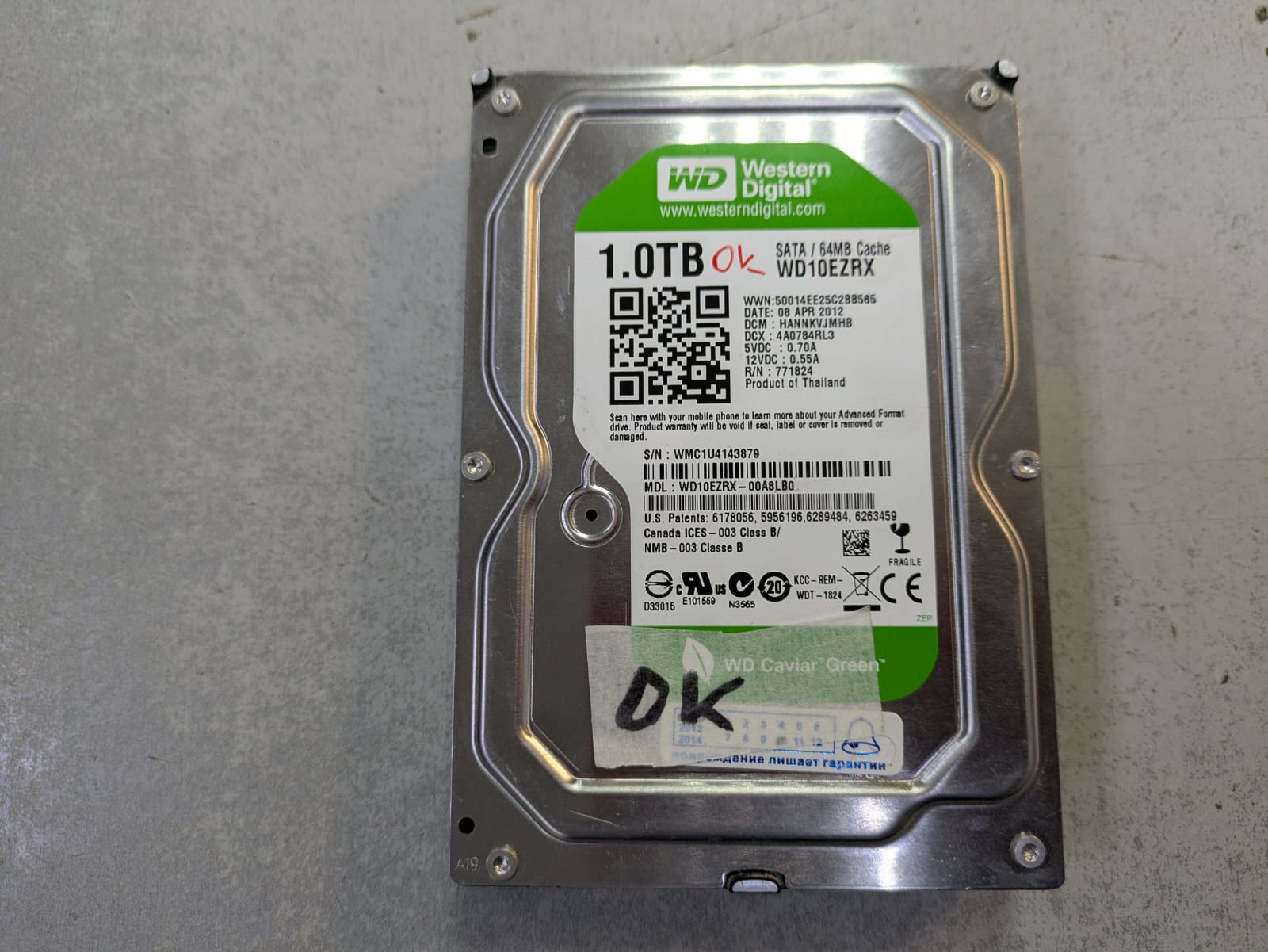 Жесткий диск SATA 1.0TB wdgreen 3.5'WD10ezrx